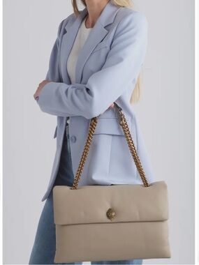 Kurt Geiger XXL Kew Leather Shoulder Bag with Gold Chain